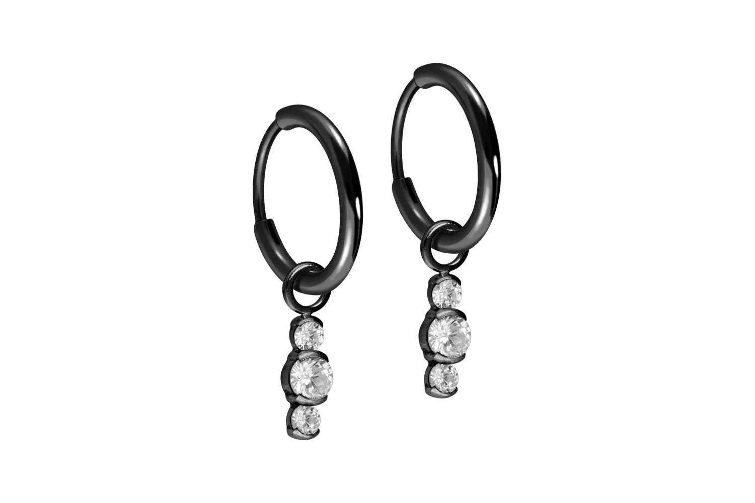 Titan Ohrclicker Creolen 3 EINGEFASSTE KRISTALLE von Piercingline